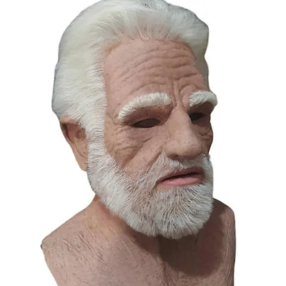 Gammel Mand Ansigtsmaske Latex Realistisk Maske, Halloween Krybende Rynket Gammel Person Maske Hovedbeklædning Hjelm Voksen Flot Kjole Op Kostume Rekvisit | Fyndiq