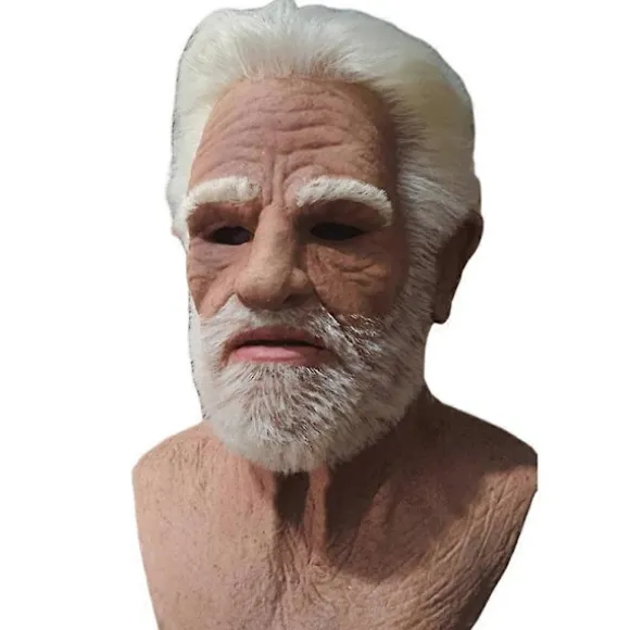 Gammel Mand Ansigtsmaske Latex Realistisk Maske, Halloween Krybende Rynket Gammel Person Maske Hovedbeklædning Hjelm Voksen Flot Kjole Op Kostume Rekvisit | Fyndiq