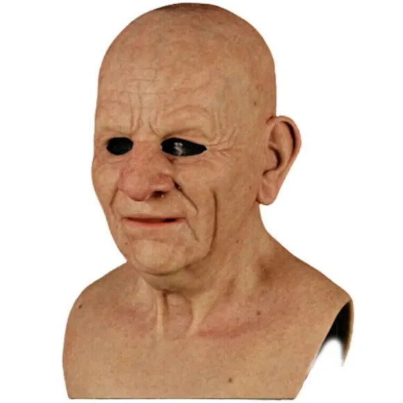 Gammel mand Cosplay Latex Maske Hovedbeklædning Halloween Karneval Fancy Dress Up Fest Kostume Tilbehør B