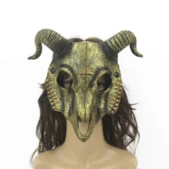 Gede Maske Halloween Kostume Fest Dyrehoved Maske Vædderhorn Hoved Maske Horn Dæmon Ansigtsdækning Cosplay Kostume (FMY) D