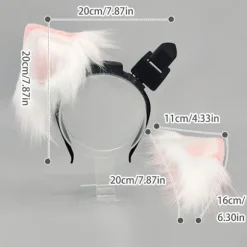 Genopladelige elektriske katte ræve øre hårbøjle bevægelige dyreøre pandebånd Black ears