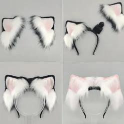 Genopladelige elektriske katte ræve øre hårbøjle bevægelige dyreøre pandebånd Black ears