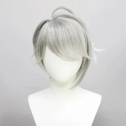 Genshin Impact Al Haitham Cosplay Paryk Kort Grå Hvid Paryk Anime, CJY