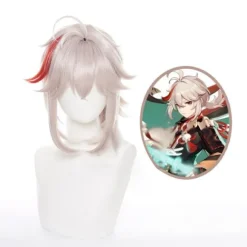 Genshin Impact Kazuha Cosplay Paryk Rosa Blandet Rød Cosplay Paryk