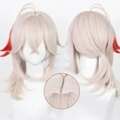Genshin Impact Kazuha Cosplay Paryk Rosa Blandet Rød Cosplay Paryk