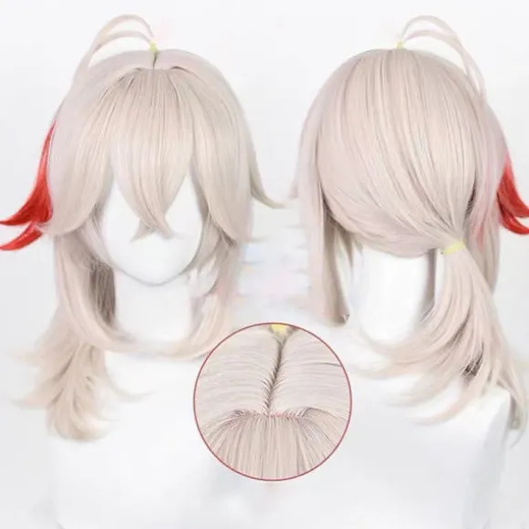 Genshin Impact Kazuha Cosplay Paryk Rosa Blandet Rød Cosplay Paryk