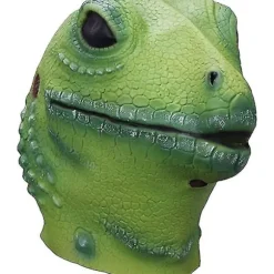 Ghyt Øglehoved Maske Halloween Kostume Rekvisitter Voksen Fest Realistiske Dyr Latex Masker Grøn Øgle Hovedbeklædning-Perfekt