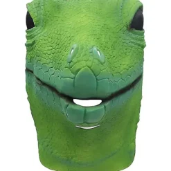 Ghyt Øglehoved Maske Halloween Kostume Rekvisitter Voksen Fest Realistiske Dyr Latex Masker Grøn Øgle Hovedbeklædning-Perfekt