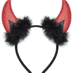Glitter Djævle Horn Pandebånd, Røde Djævle Horn Djævel Kostume Kvinder Mænd Piger, Halloween Maskerade Cosplay Pandebånd (Sort og Rød)