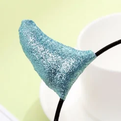 Glitter Djævle Horn Pandebånd Halloween Fancy Dress Cosplay Hårbånd (Sort)