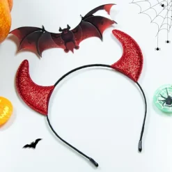 Glitter Djævlehorn Hårbøjle, Røde Djævlehorn Djævlekostume til Kvinder Mænd Piger, Halloween Udklædning Cosplay Hårbånd (Rød) red