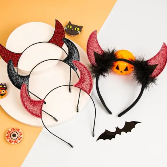 Glitter Djævlehorn Hårbøjle, Røde Djævlehorn Djævlekostume til Kvinder Mænd Piger, Halloween Udklædning Cosplay Hårbånd (Rød) red