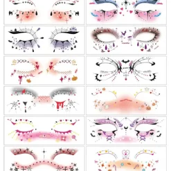 Glitter Fregner, 6 stk. Grønne Ansigtsglitter Fregner Ansigts-tatovering, Vandtætte Grønne Blade Fregner Midlertidige Glitter Tatoveringer til Kvinder, Glimmer Makeup Pa | Fyndiq