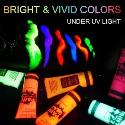 Glow In Dark Ansigts- og Kropsmaling UV Sortlys Neon Fluorescerende 0,34oz Sæt af 6 Rør