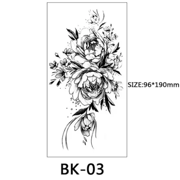Gnidningsfingre - midlertidige tatoveringer med blomstermotiver 8 stk. Sort