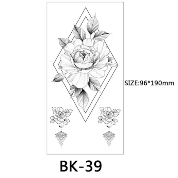 Gnidningsfingre - midlertidige tatoveringer med blomstermotiver 8 stk. Sort