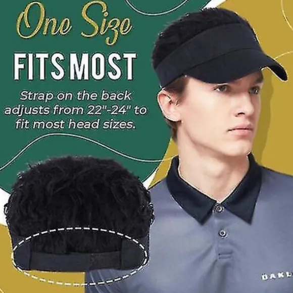Golf Baseball Cap Med Kunstigt Hår Cap Solskærm Sjovt Toupee Hatte Mænd Pigget Coffee