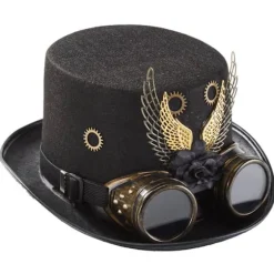 Gothic Top Hat Steampunk Gear Wings Goggles Performance Hat til Carnival Cosplay