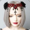 Gotisk Blomsterhovedbånd Halloween Pandebånd Vampyr Cosplay Kors Hovedbeklædning Hårklips Maskerade Cosplay Pandebånd til Kvinder og Piger