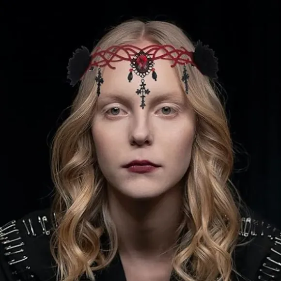 Gotisk Blomsterhovedbånd Halloween Pandebånd Vampyr Cosplay Kors Hovedbeklædning Hårklips Maskerade Cosplay Pandebånd til Kvinder og Piger