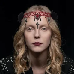 Gotisk Blomstret Hovedbeklædning Halloween Hårbånd Vampyr Cosplay Kors Hovedbeklædning Hårklemmer Maskerade Cosplay Hårbånd til Kvinder og Piger