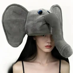 Grå Elefant Hat med Blå Øjne - Sjovt & Festligt Tilbehør til Fester og Fejringer Elephant hat