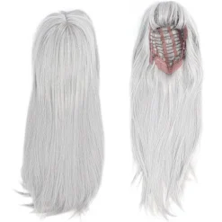 Grå lang paryk til kvinder Cosplay lige paryk naturligt falsk hår til fest Halloween