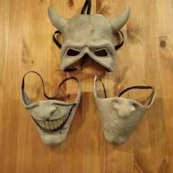 Graber Cosplay Maske, Sort Telefon Maske, Horrorfilm, Halloween, Skræmmende Maske, Herrekostume Maske (Lysegrå)