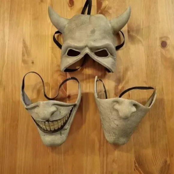 Graber Cosplay Maske, Sort Telefon Maske, Horrorfilm, Halloween, Skræmmende Maske, Herrekostume Maske (Lysegrå)