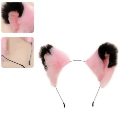Gradient Farve Blok Kunstig Pels Dyr Hovedbøjle Plys Killinger Ulv Ører Hår Bøjle Anime Maid Lolita Halloween Fest Cosplay Kostume Hovedbeklædning