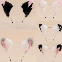 Gradient Farve Blok Kunstig Pels Dyr Hovedbøjle Plys Killinger Ulv Ører Hår Bøjle Anime Maid Lolita Halloween Fest Cosplay Kostume Hovedbeklædning