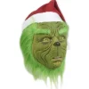 Grinch Latex Hovedmaske med Paryk Julemand Hat Monster Cospla
