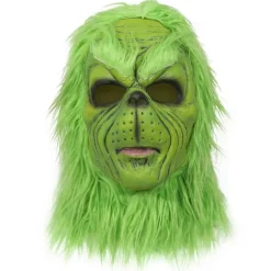 Grinch Maske Jule Grøn Monster Maske Jule Grinch Kostume Maske med Julehat Sjove Jule Cosplay Festrekvisitter Pelsmaske (LGL)
