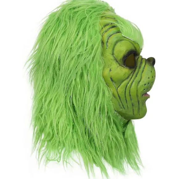 Grinch Maske Jule Grøn Monster Maske Jule Grinch Kostume Maske med Julehat Sjove Jule Cosplay Festrekvisitter Pelsmaske (LGL)