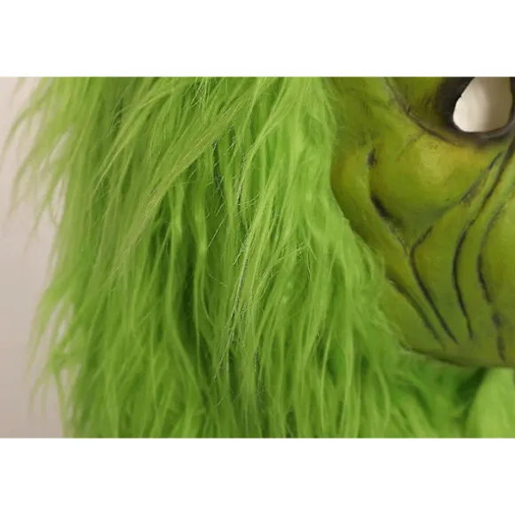 Grinch Maske Jule Grøn Monster Maske Jule Grinch Kostume Maske med Julehat Sjove Jule Cosplay Festrekvisitter Pelsmaske (LGL)