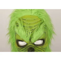 Grinch Maske Jule Grøn Monster Maske Jule Grinch Kostume Maske med Julehat Sjove Jule Cosplay Festrekvisitter Pelsmaske (LGL)