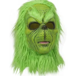 Grinch Maske Jule Grøn Monster Maske Jule Grinch Kostume Maske med Julehat Sjove Jul Cosplay Party Rekvisitter Pelsmaske