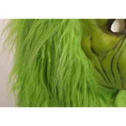 Grinch Maske Jule Grønt Monster Kostume med Påsat Julehat til Sjove Jule Cosplay Fester og Ferie Tema Aktiviteter