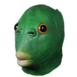 Grøn Fisk Hoved Dyre Latex Hovedbeklædning Maske Pels Handsker Halloween Jul Cosplay Kostume Tilbehør Party Props