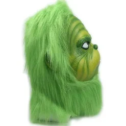 Grøn julemand maske, Halloween latex maske, jule cosplay kostume, universal størrelse passer til voksne og børn