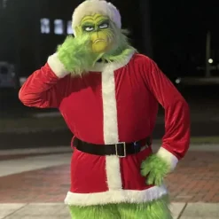 Grøn julemand maske, Halloween latex maske, jule cosplay kostume, universal størrelse passer til voksne og børn
