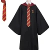 Gryffindor Troldmandskåbe: Gryffindor uniformskåbe, frakke og slips; voksen troldmandskostume; Halloween rollespil (XL)