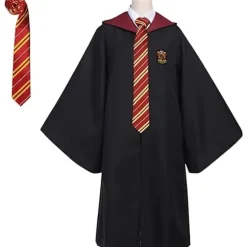 Gryffindor Troldmandskåbe: Gryffindor uniformskåbe, frakke og slips; voksen troldmandskostume; Halloween rollespil (XL)