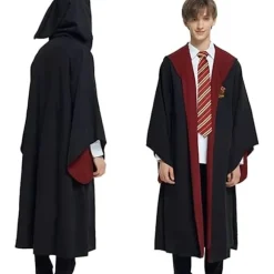 Gryffindor Troldmandskåbe: Gryffindor uniformskåbe, frakke og slips; voksen troldmandskostume; Halloween rollespil (XL)