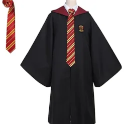 Gryffindor Troldmandskåbe Gryffindor Uniformskåbe, Frakke og Slips, Troldmandskostume til Voksne, Halloween Cosplay (L)