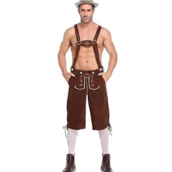 Ægte tyske læderbukser i læder til mænd - Brune Oktoberfest-bukser [JSR] brown M