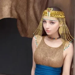 Ægyptisk Hovedbeklædning til Kvinder Ægyptisk Kostume til Kvinder Tilbehør Perlehovedbeklædning Cleopatra Hat Cosplay Smykker Mardi Gras Fest Krone Guld Hair accessories | Fyndiq