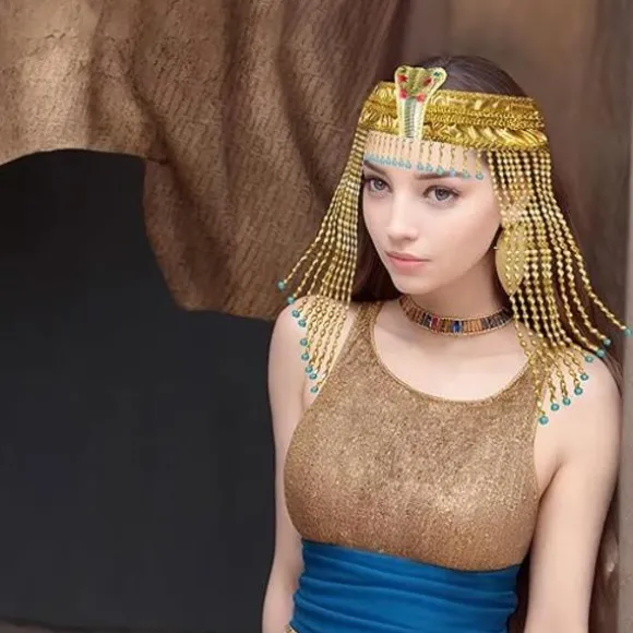 Ægyptisk Hovedbeklædning til Kvinder Ægyptisk Kostume til Kvinder Tilbehør Perlehovedbeklædning Cleopatra Hat Cosplay Smykker Mardi Gras Fest Krone Guld Hair accessories | Fyndiq