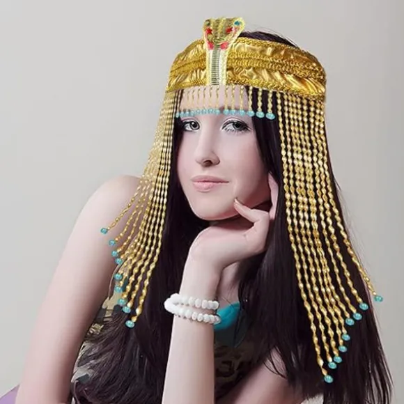 Ægyptisk Hovedbeklædning til Kvinder Ægyptisk Kostume til Kvinder Tilbehør Perlehovedbeklædning Cleopatra Hat Cosplay Smykker Mardi Gras Fest Krone Guld Hair accessories | Fyndiq
