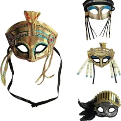 Ægyptisk maske til kvinder, egyptisk kostume, tilbehør til kvinder, maske, Cleopatra-maske, cosplay-smykker, karnevalsfest mask